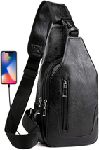 Men Sling Bag anti Theft Shoulder Bag Small Leather Crossbody Sling Back... - £18.34 GBP