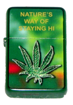 Zippo Lighter - GREEN Leaf on Multi Colored Base &quot; Natures way of saying... - £23.88 GBP