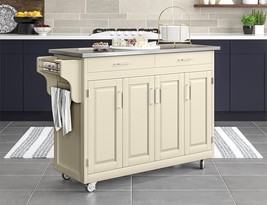 Home Styles&#39; Create-A-Cart White 4 Door Cabinet Kitchen Cart With Stainless - £302.66 GBP