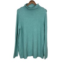 J Jill Sweater Women Medium Aqua Blue Mock Neck Tunic Longline Knit Cotton Wool - £23.58 GBP