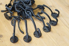 25 Coat Hooks Hat Key Pots Pans Dog Leash Storage Bulk Wholesale Black Cast Iron - £19.65 GBP