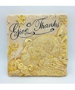 Ceramic &quot;Give Thanks&quot; Golden Turkey Thanksgiving Decorative Hanging Wall... - £20.56 GBP