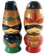 Two Japanese Nipopo Wooden Hand Carved Good Luck Doll Figurines - $11.97