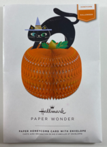 HALLMARK Halloween Honeycomb Cat Pumpkin Paper Wonder Greeting Card/ Envelope - £10.11 GBP