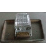 Antique Covered Glass Ink Well with Copper Tray – VGC –GREAT ANTIQUE COL... - $29.69