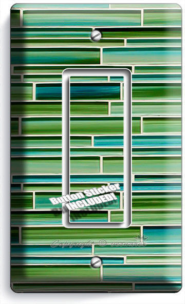 GREEN MOSAIC GLASS TILES DESIGN SINGLE GFI LIGHT SWITCH WALL PLATE KITCHEN DECOR