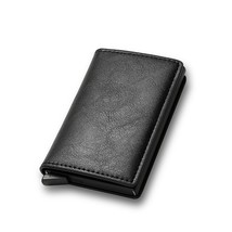  Carbon Fiber Card Holder Wallets Men  Black Magic Trifold Leather Slim Mini Wal - £15.59 GBP