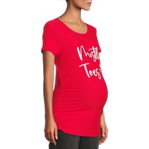 Time and Tru Women&#39;s Maternity Mistle Toes Graphic Tee Size S (4-6) Color Red - £12.04 GBP