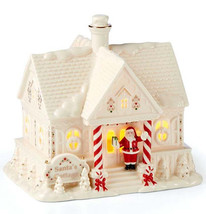 Lenox Mistletoe Park Lighted Santa&#39;s Cottage Village Treasures #893609 New - $135.53