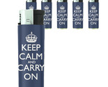 Butane Refillable Gas Lighter Set of 5 Keep Calm and Carry On Design-017 - £12.41 GBP