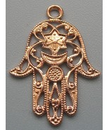 Delicate brass pendant bronze / copper hamsa kabbalah mystic charm + Mag... - £10.85 GBP