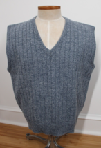 Vtg London Fog XL Blue Cable Knit Acrylic Knit V-Neck Sweater Vest USA - £18.38 GBP