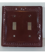 Double Light Switch Plate Cover Ceramic Brown Rope Border - $35.98 MXN