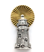 VTG Lighthouse Tower Light Rays Silver Gold Two Tone Metal Pin Avon Jewelry - €8,49 EUR