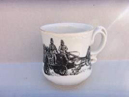 Vintage Mustache Cup With Soldiers On A Horse Drawn Wagon Japan - £12.95 GBP