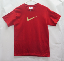 VTG 90s Nike Big Center Swoosh T Shirt Red White Tag USA Sz M Travis Scott Rare - £60.69 GBP