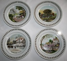 CURRIER & IVES -Four Seasons Revisited- 1981 Collector Plates Set/4 #1156 - $38.00
