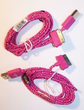 2 Hot Pink Cloth Rd IPHONE4 3 I Pad Charger Phone Cord &amp; 1 Usb Bright Led Light - $4.70