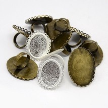 Ring Blanks Settings With Pad Glue On Adjustable Mixed Lot Silver Bronze... - $12.18