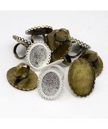 Ring Blanks Settings With Pad Glue On Adjustable Mixed Lot Silver Bronze... - $16.71 CAD