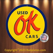 OK Used Cars Vintage Retro Replica Aluminum Metal Sign 12&quot; Round - £15.74 GBP