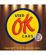 OK Used Cars Vintage Retro Replica Aluminum Metal Sign 12&quot; Round - £15.61 GBP