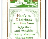 Christmas and New Year Together Cabin Scene Deco Gilt DB Postcard Y9 - $3.91