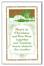 Christmas and New Year Together Cabin Scene Deco Gilt DB Postcard Y9 - £3.13 GBP