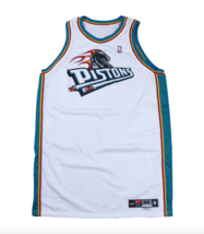 New Vtg Nike NBA Authentics Detroit Pistons Blank Gamer Jersey White Teal 00/01 - £232.70 GBP