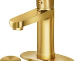 Brass Bathroom Faucet Brushed Gold Bathroom Pop-up Sink Drain Stopper De... - £65.12 GBP