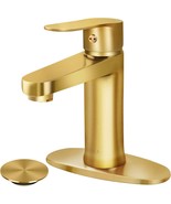 Brass Bathroom Faucet Brushed Gold Bathroom Pop-up Sink Drain Stopper De... - £64.32 GBP