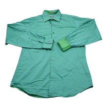 Van Heusen Shirt Mens 16.5 36/37 Green Fitted Stretch Flip Cuff LS Wrinkle Free - $18.69