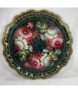 Vintage Zhostovo Russian Floral Metal Platter Tray Hand Painted Signed - $826.10 MXN