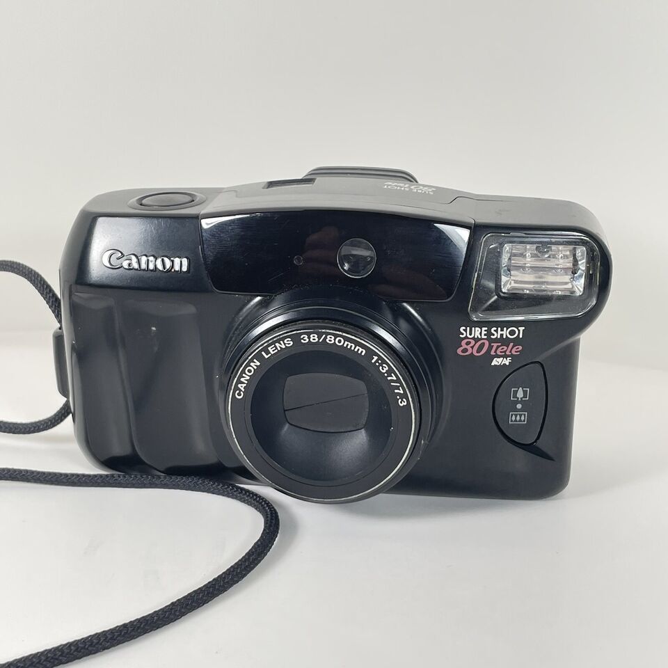 Canon Sure Shot 80 Tele Date SAF 35mm Point and Shoot Film Camera Broken Shutter - $15.45