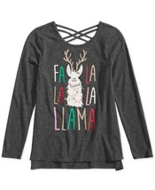 Epic Threads Big Kid Girls Llama Holiday T-Shirt Size M Color Charcoal Heather - £10.85 GBP