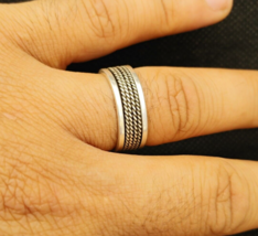 Rope Ring Silver Sterling Band Twisted Handmade Vintage Stacking Wide Mo... - $39.00