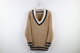 Vintage 90s Streetwear Womens Large Dapper Ribbed Cable Knit V-Neck Sweater - £46.35 GBP