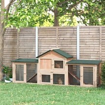Wooden Rabbit Hutch Bunny Guinea Pig Cage Outdoor  Animal House w/ Slide... - £101.78 GBP