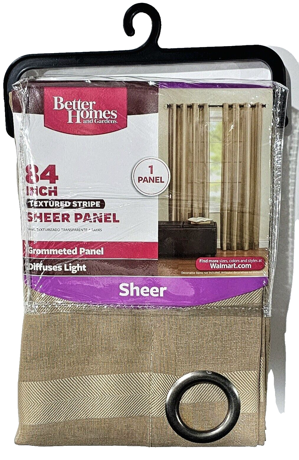 Primary image for Better Homes & Gardens 52x84 In Textured Stripe Sheer Panel Clay Beige