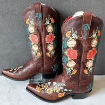 Macie Bean Snip Toe Floral Embroidery Cowboy Boots Sweet Sixteen-Women&#39;s... - $180.45