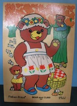 Vtg. Fisher Price #506 Bears and Cubs Pick Up &#39;N Peek Wood Puzzle EXC-EXC++! (A) - £20.02 GBP