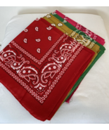 Bandana Scarves Lot of 12 Red, Green, Gold, Pink 21&quot; NEW - $13.02 CAD