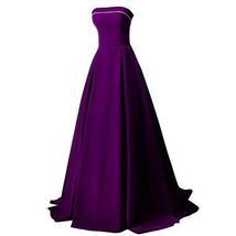 Strapless Velvet Long Prom Dresses A Line Formal Corset Evening Gown Purple 14 - £95.76 GBP