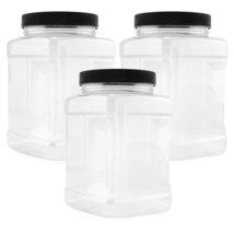 Cornucopia 48Oz Square Plastic Jars (3-Pack); Clear Rectangular 6-Cup Ca... - £32.36 GBP