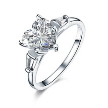 Solid 925 Sterling Silver Wedding Engagement Promise Ring 2 Ct Heart Jew... - $109.99