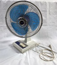  Vintage SAMSUNG Electric 3 Speed Tabletop Oscillating Fan SF-1200A BLUE... - $89.05