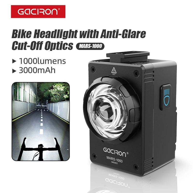 Gaciron Bike Accessories Mars-1000 Anti-glare Bicycle Front Light For Road - £54.18 GBP