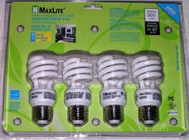 MaxLite Home Comfort CFL 13 Watt 60W Spiral Warm White 2700K Light Bulb - 4 Pack - £6.28 GBP