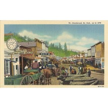 Deadwood South Dakota As In 1876 Vintage Lithograph Linen Postcard - $7.91