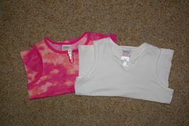 Lot of 2 Girls Simply Basic Tank Tops Size 7 / 8 White and Pink Orange Tie Dye - £6.32 GBP